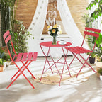 Ensemble bistrot pliant en métal 3 pièces, résistant aux intempéries, pour l'extérieur et l'intérieur, idéal pour la terrasse, la cour et le jardin.