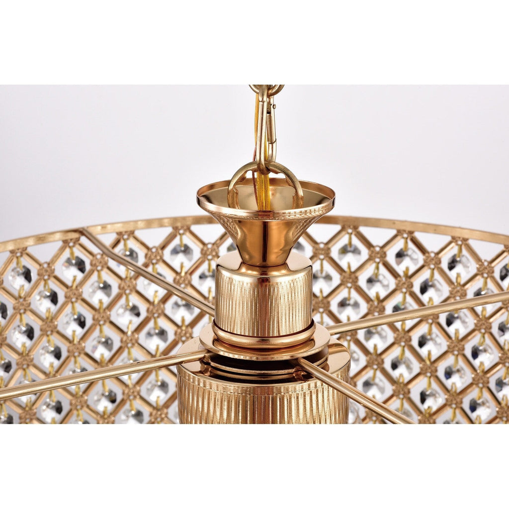 Lustre tambour à perles rondes avec cristaux suspendus