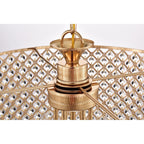 Lustre tambour à perles rondes avec cristaux suspendus