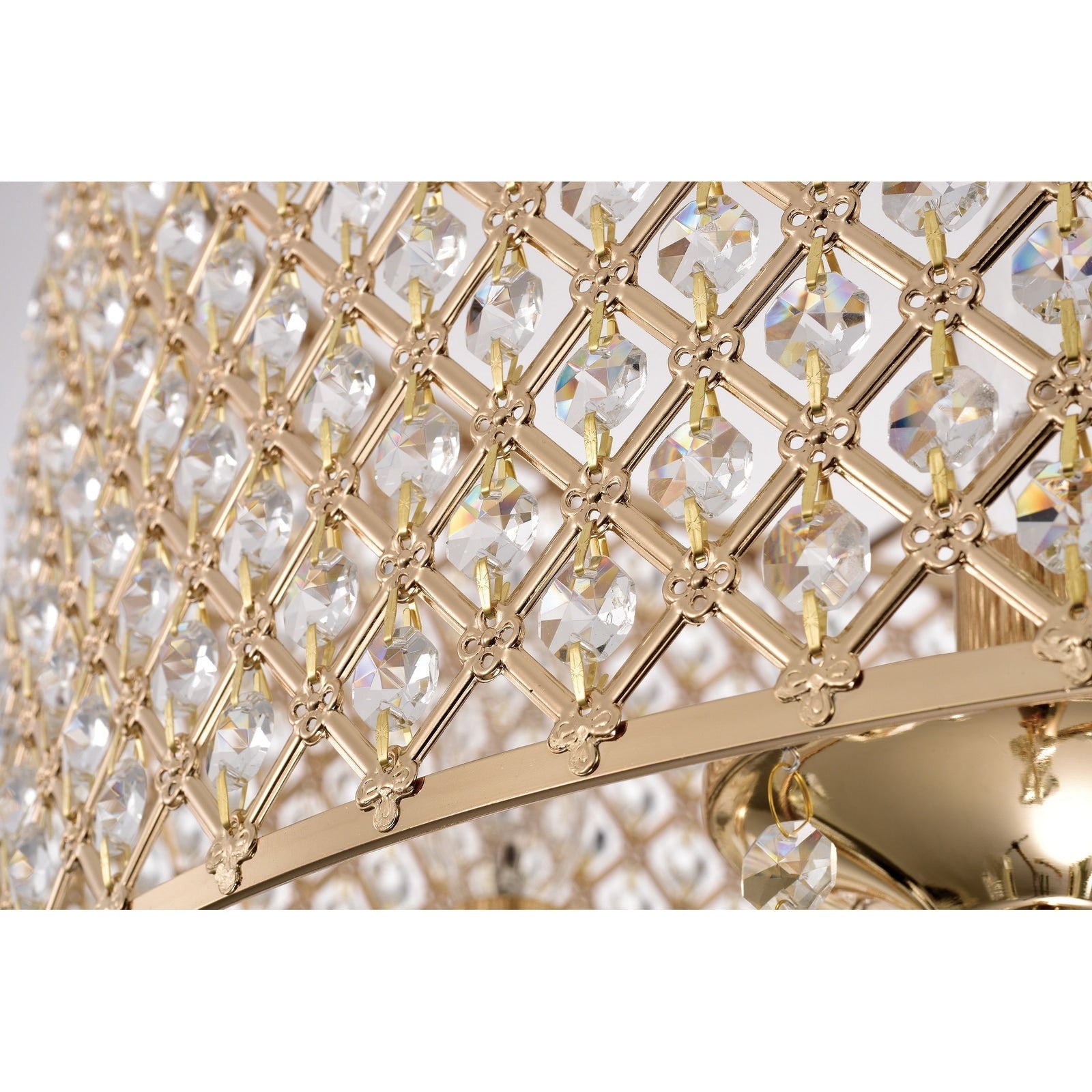 Lustre tambour à perles rondes avec cristaux suspendus