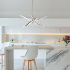 Lustre LED moderne en aluminium noir/doré, plafonnier linéaire Spoutnik pour salon/salle à manger/cuisine