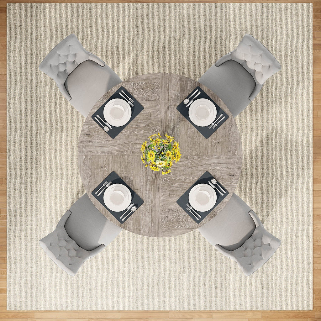 Table à manger ronde 47 pouces pour 4 personnes, table de cuisine de style campagnard, petite table à dîner en bois pour salle à manger et salon