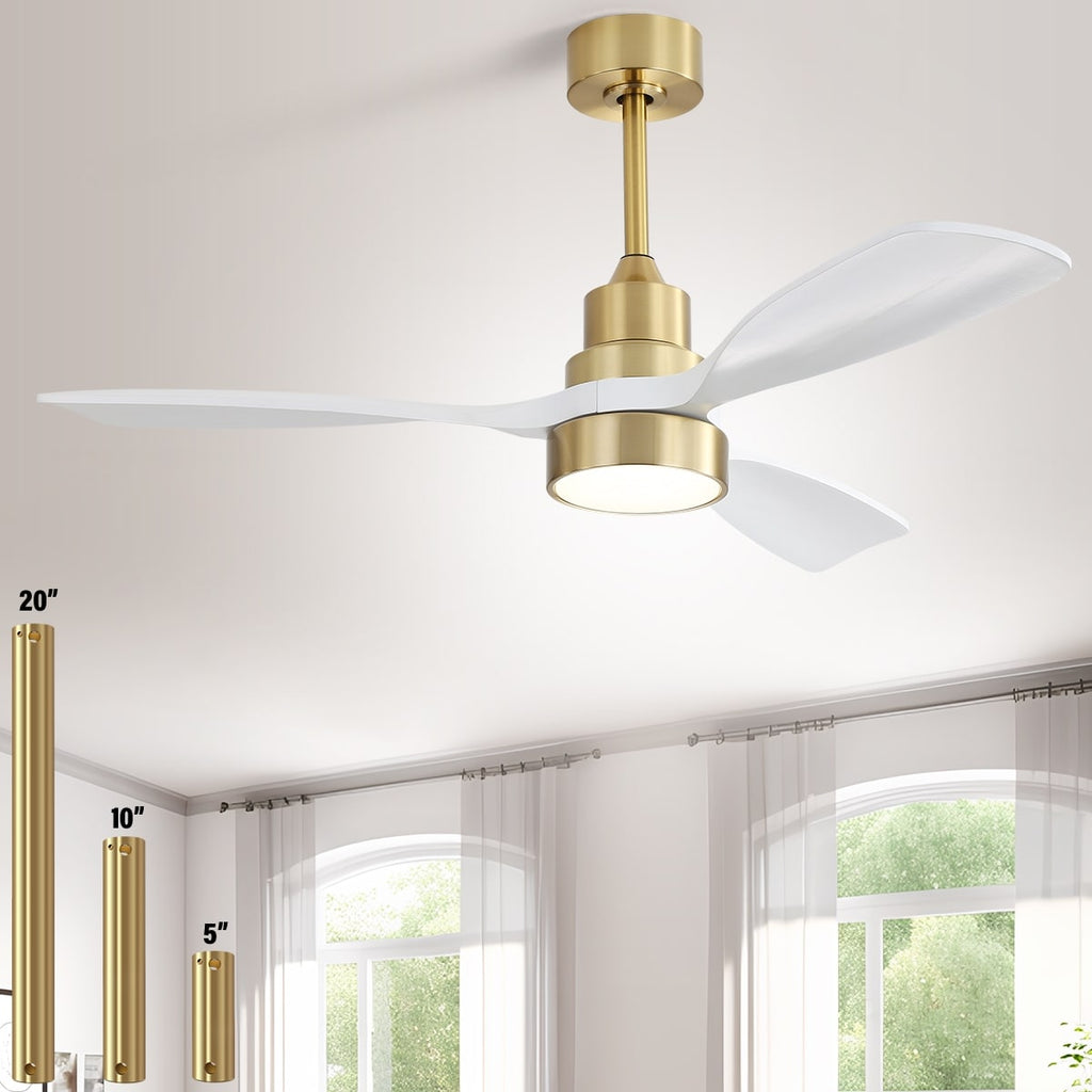 Ventilateur de plafond à LED intégré 48 et 52 pouces avec lumière et télécommande, moteur CC réversible
