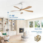 Ventilateur de plafond de 52 pouces avec télécommande et éclairage, moteur CC silencieux, 5 pales, haut débit d'air (CFM)