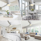 Ventilateur de plafond encastré de style campagnard de 52 pouces avec éclairage et télécommande, moteur CC réversible