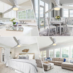 Ventilateur de plafond encastré de style campagnard de 52 pouces avec éclairage et télécommande, moteur CC réversible