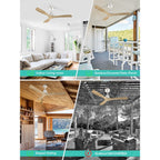 Ventilateur de plafond d'intérieur en bois Sofucor 52 avec télécommande et éclairage intégré en option