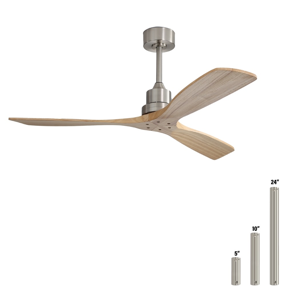 Ventilateur de plafond moderne en bois massif/ABS de 52 pouces avec télécommande (sans lumière), 6 vitesses de vent, flux d'air réversible