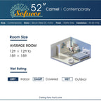 Ventilateur de plafond moderne en bois massif/ABS de 52 pouces avec télécommande (sans lumière), 6 vitesses de vent, flux d'air réversible