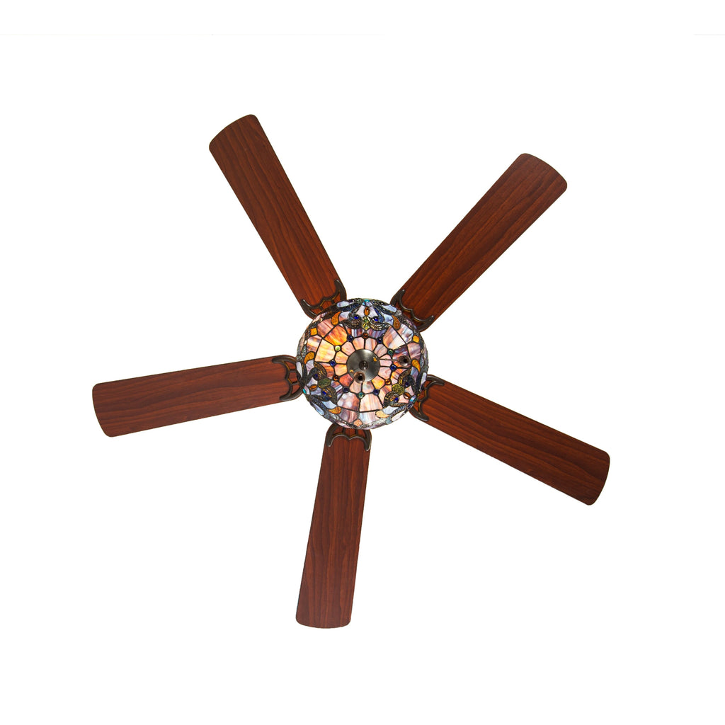 Ventilateur de plafond Magna Carta de style Tiffany Copper Grove Guasipati de 52 pouces - 52L x 52W x 16,5