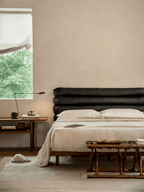 Lit en cuir et teck Seren