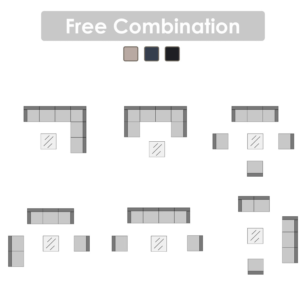 Ensemble de sièges d'extérieur sectionnels pour 6 personnes avec coussins