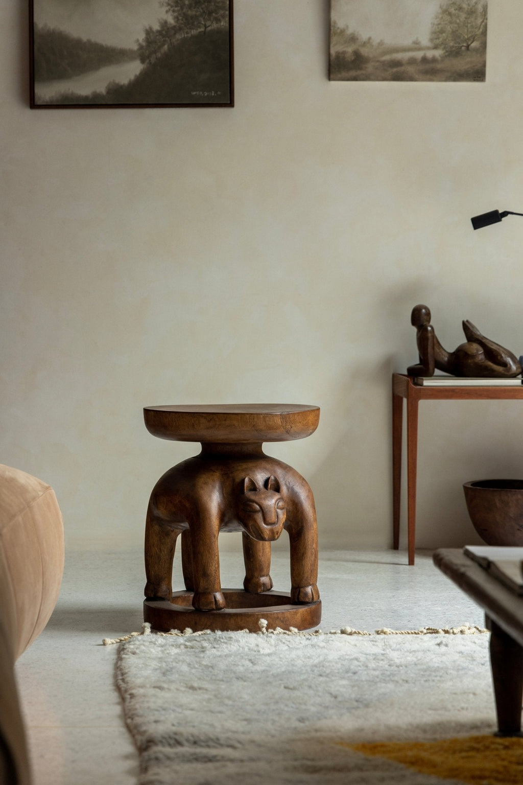 Table d'appoint sculpturale tribale