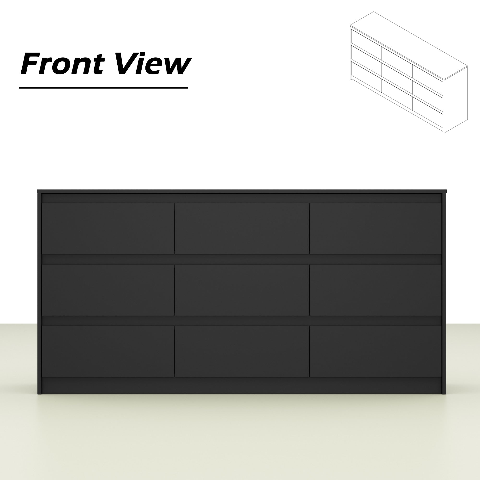 Commode d'appoint à 9 tiroirs 63W pour salon, chambre à coucher