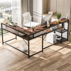 Bureau en L avec étagère pour écran, bureau d'angle réversible pour bureau à domicile 69