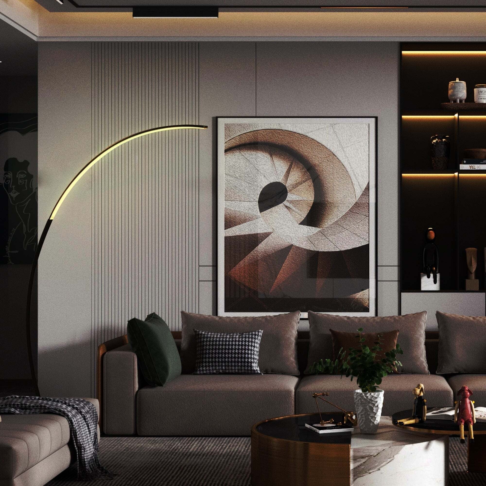 Lampadaire arqué à intensité variable à 69 LED - RGBW - N/A