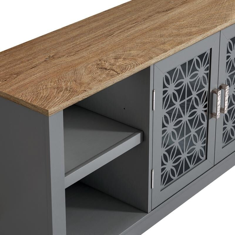 Meuble TV décoratif rustique à motif floral de 70 po pouvant accueillir jusqu'à 80 téléviseurs