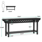 Table console longue en bois massif de style ferme de 70,8 pouces, table de canapé