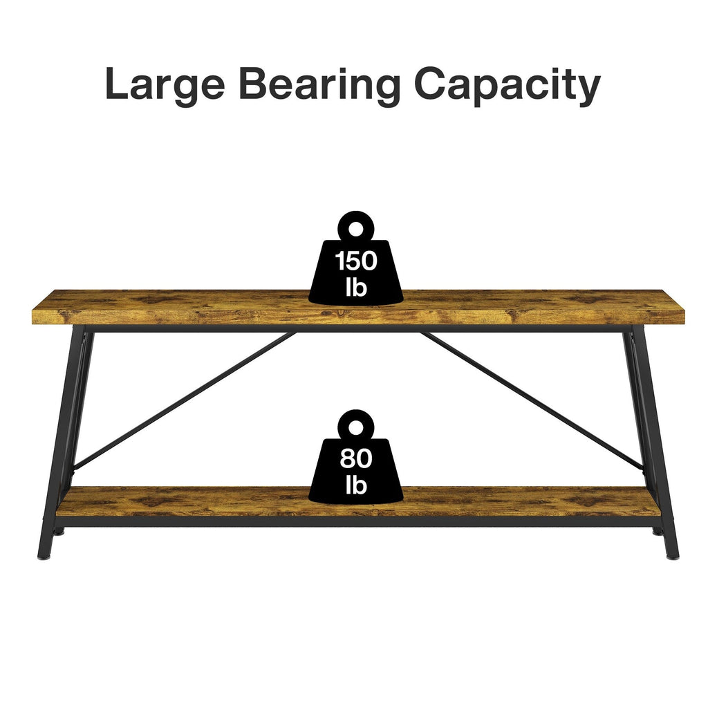 Table console d'entrée de style industriel extra-longue de 70,9 pouces