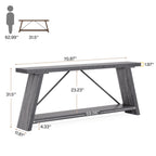 Console de canapé en bois rustique de 70,9 pouces de long avec étagère de rangement