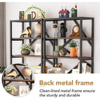 Bibliothèque industrielle 71, étagère à 6 niveaux en bois brun rustique, étagères à livres ouvertes