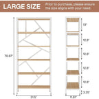Bibliothèque industrielle 71, étagère à 6 niveaux en bois brun rustique, étagères à livres ouvertes