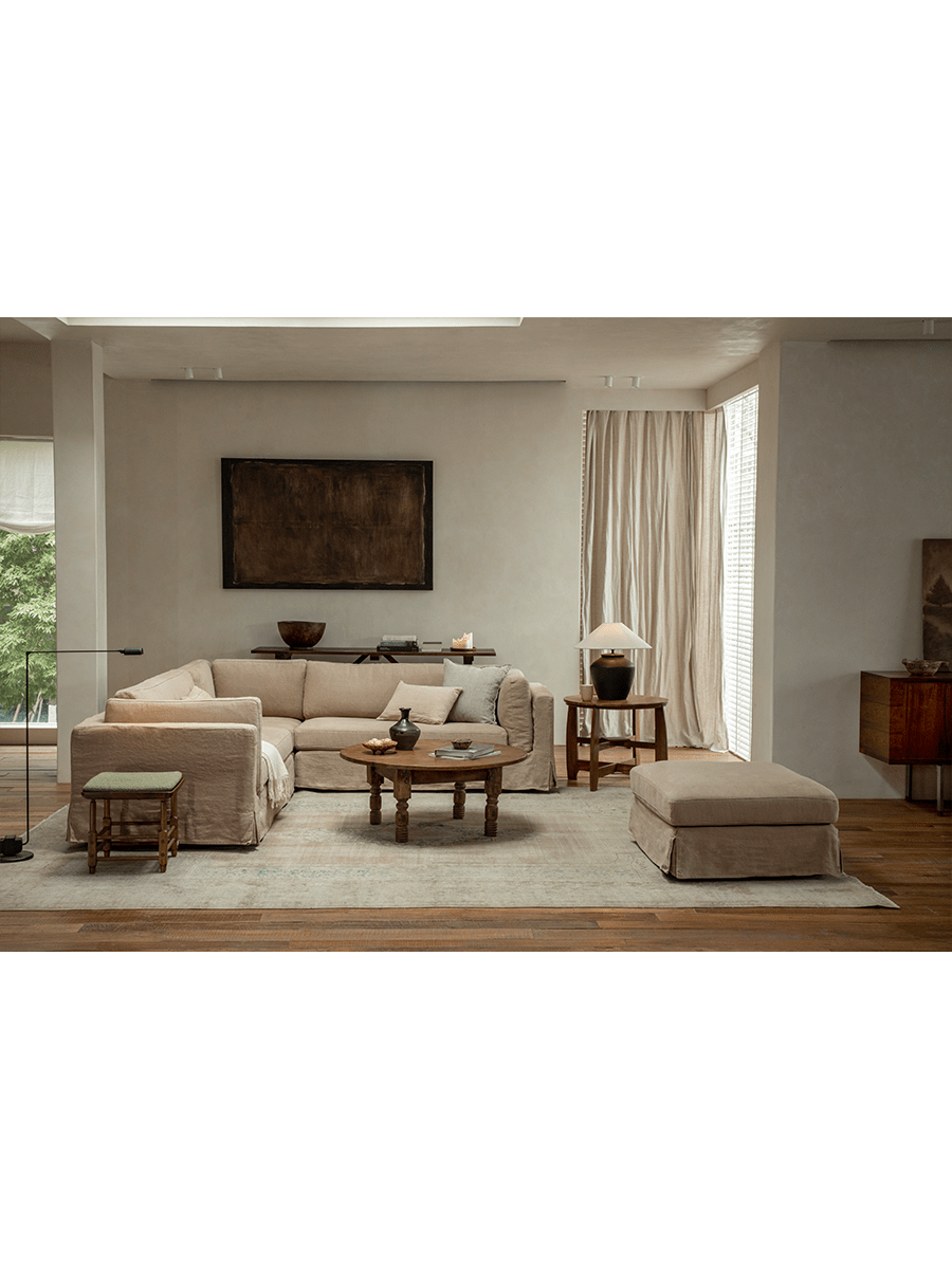 Canapé d'angle à jupe