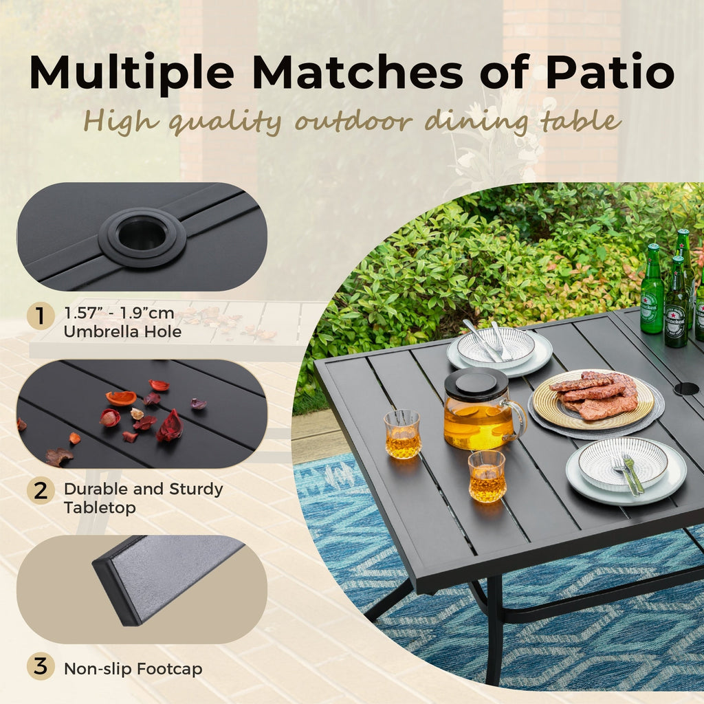 Ensemble de salle à manger de patio 8 pièces MAISON ARTS avec parasol de patio de 13 pieds