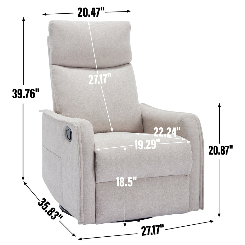 Fauteuil inclinable manuel à 8 points de massage, fauteuil à bascule pivotant en tissu, fauteuil simple avec bascule et chauffage lombaire