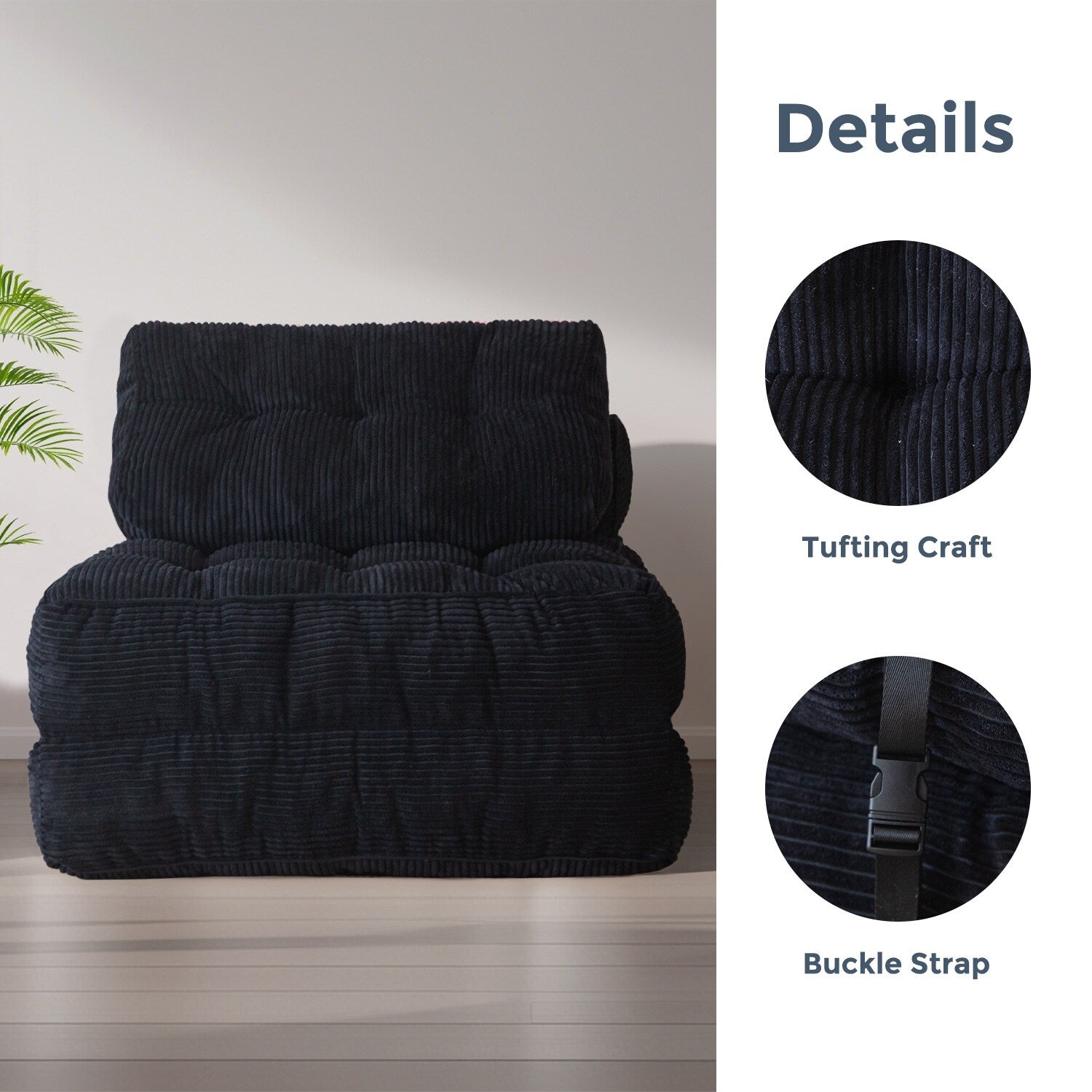 Canapé-lit pliant en velours côtelé 8 places, simple