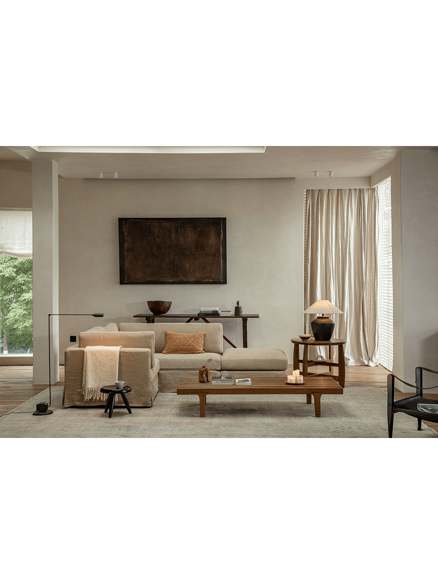 Canapé d'angle à jupe