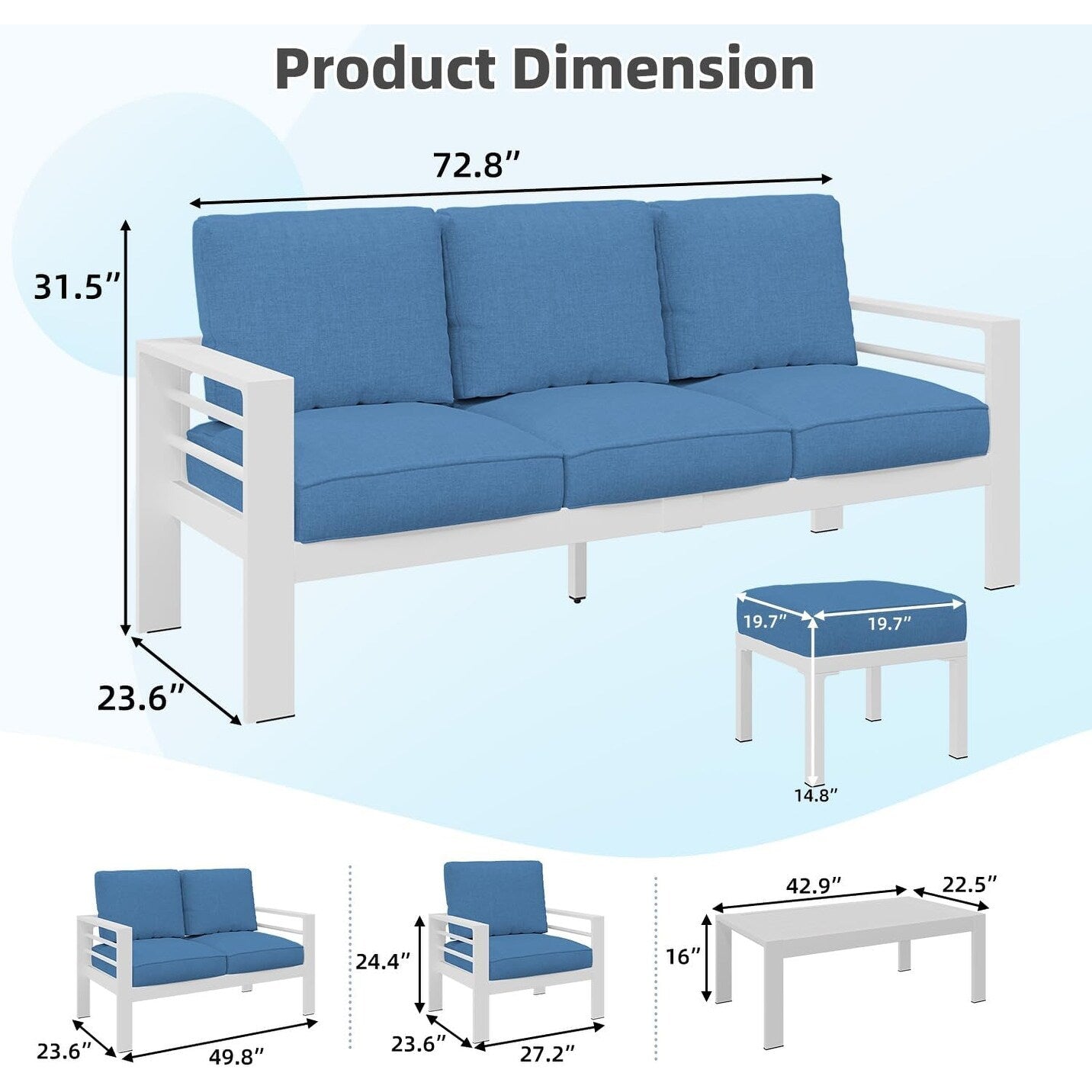 Ensemble de meubles de patio en aluminium AECOJOY 7 pièces Ensemble de conversation d'extérieur