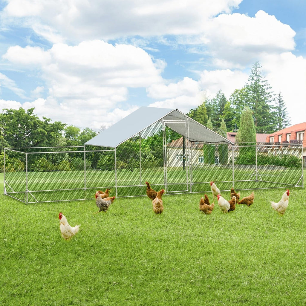 AECOJOY Grand poulailler en métal avec cage à poulets en métal