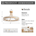 Plafonnier semi-encastré en cristal Elvira à 8 lumières, forme de roue de chariot