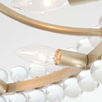 Plafonnier semi-encastré en cristal Elvira à 8 lumières, forme de roue de chariot