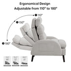 Fauteuil d'appoint HOMYKA avec dossier réglable et pouf de rangement