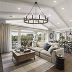 Lustre Acroma Farmhouse à 12 lumières, 40 po, en forme de roue de chariot, certifié UL - 40 po P x 138 po H