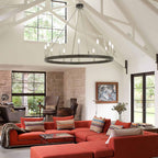 Lustre Acroma Farmhouse à 12 lumières, 40 po, en forme de roue de chariot, certifié UL - 40 po P x 138 po H