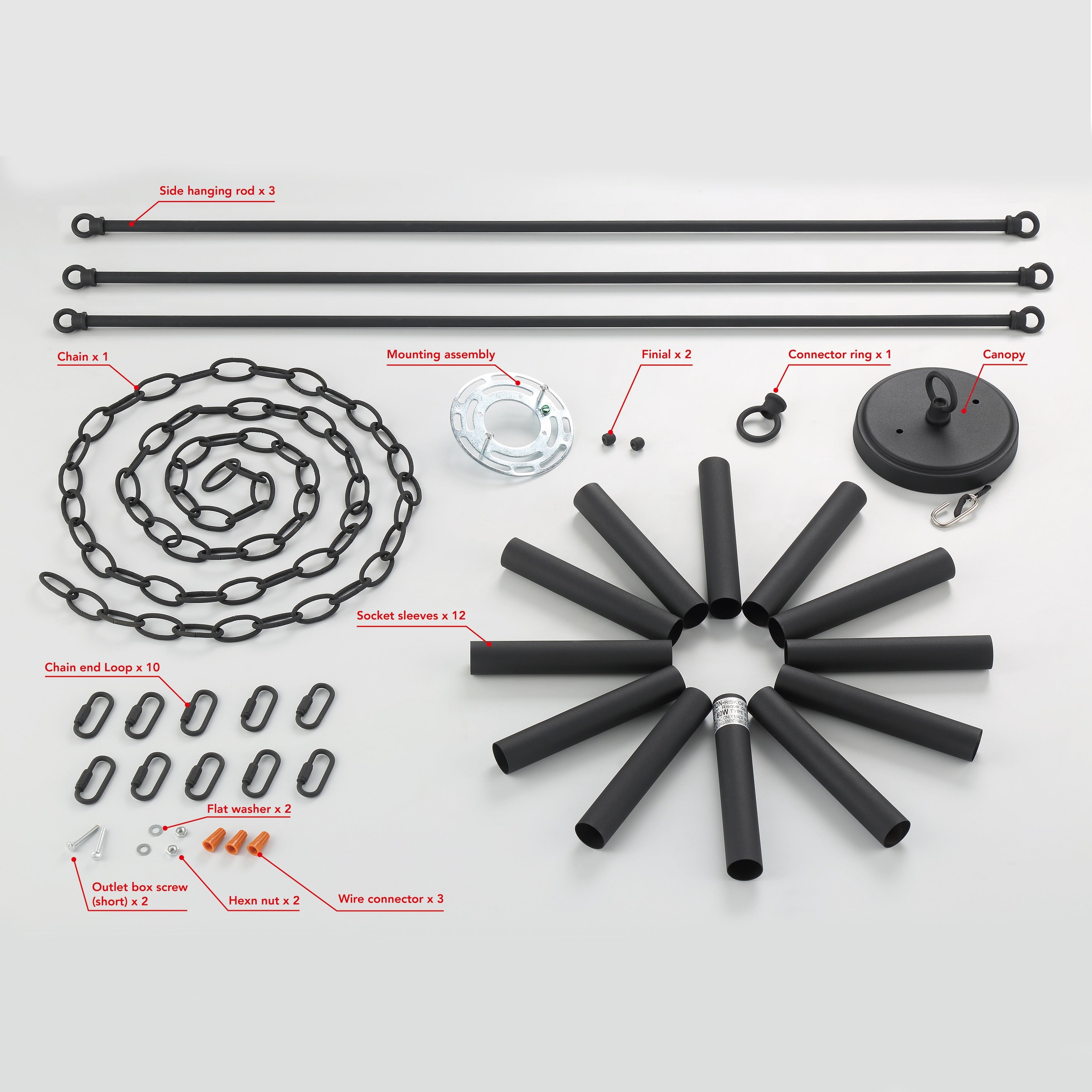 Lustre Acroma Farmhouse à 12 lumières, 40 po, en forme de roue de chariot, certifié UL - 40 po P x 138 po H