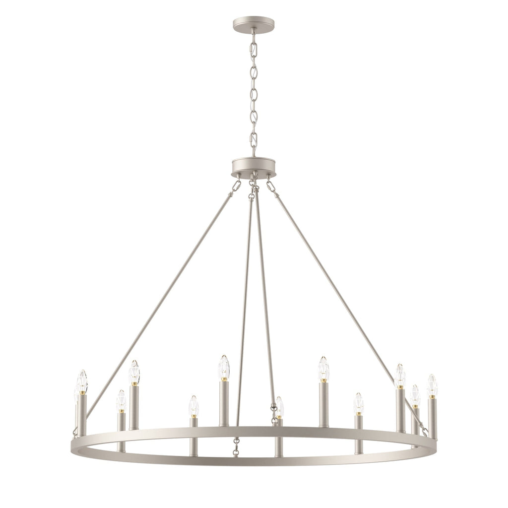 Lustre Acroma Farmhouse à 12 lumières, 40 po, en forme de roue de chariot, certifié UL - 40 po P x 138 po H