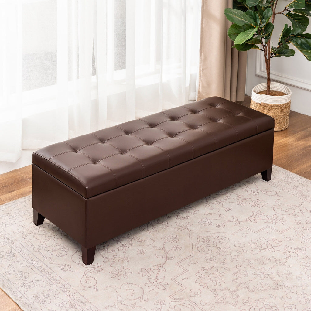 Banc ottoman de rangement en cuir reconstitué Adeco 50