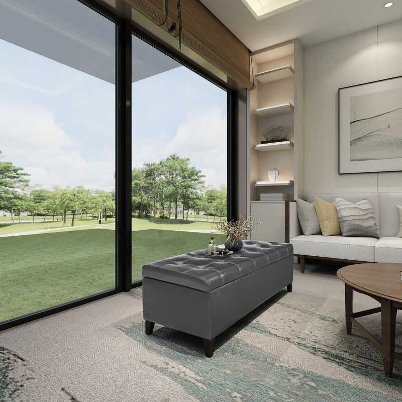 Banc ottoman de rangement en cuir reconstitué Adeco 50