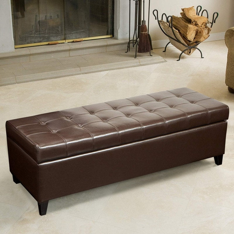 Banc ottoman de rangement en cuir reconstitué Adeco 50