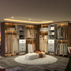 Rackcog Organiseur de placard réglable de 120 pouces avec tiroirs, système de placard avec étagères de bricolage pour placards et dressings