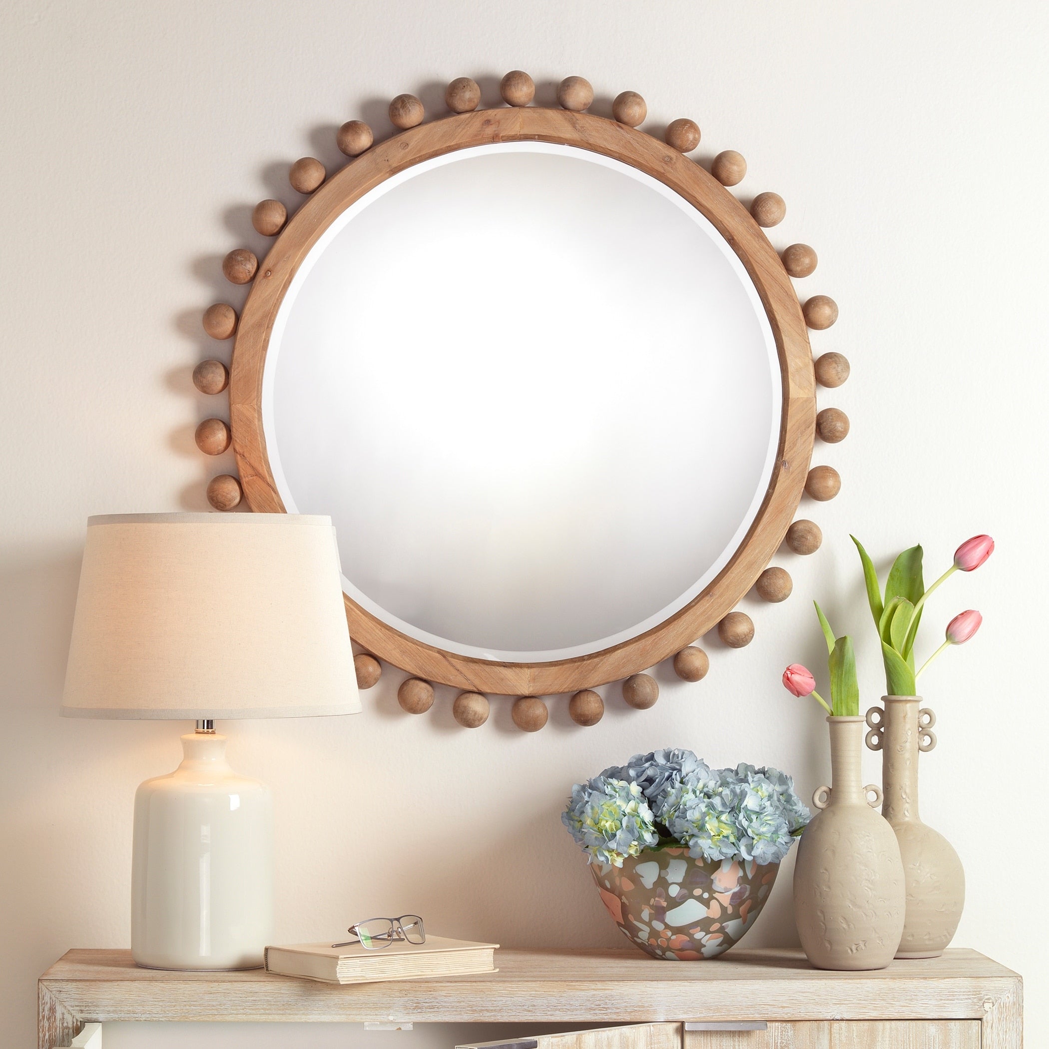 Miroir rond en bois Alden Décor Orion, naturel