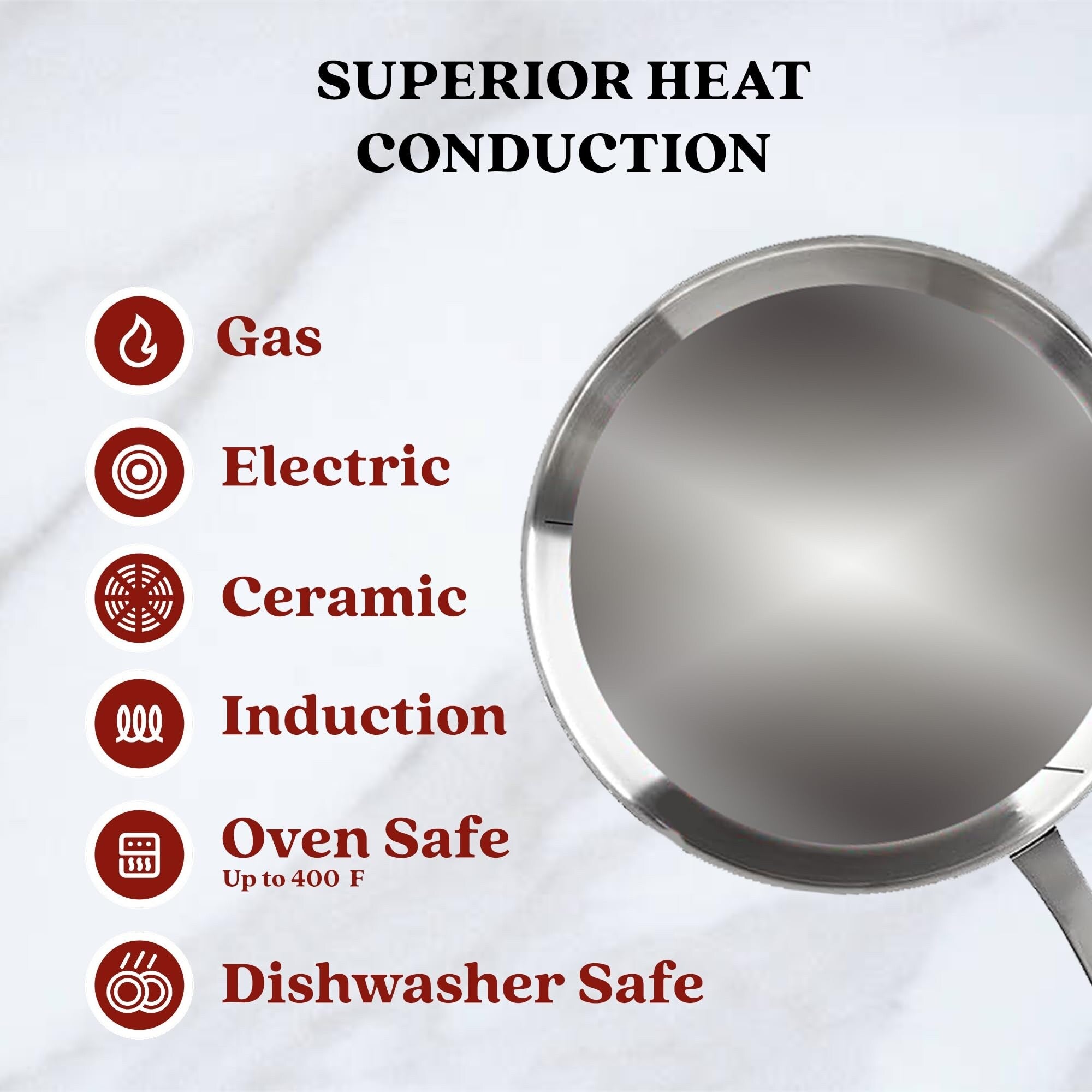 Saucière Alva Maestro en acier inoxydable 5 plis - 1,6 pinte. Non toxique