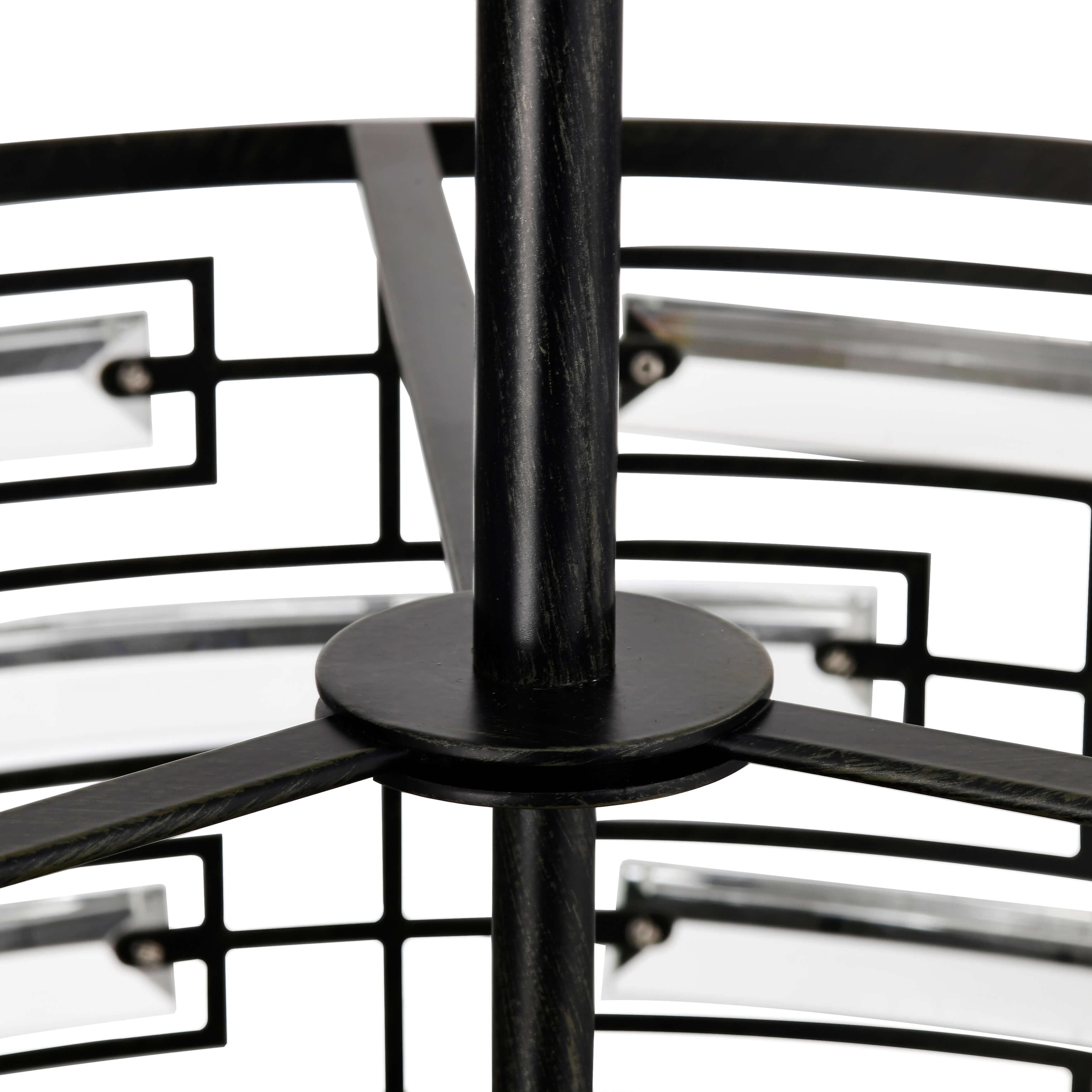 Lustre à abat-jour tambour Anita avec prisme en verre transparent