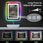 Miroir de salle de bain antibuée rétroéclairé RVB et à éclairage frontal LED