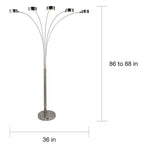 Lampadaire arqué en acier brossé Charlie de Strick &amp; Bolton à 5 lumières