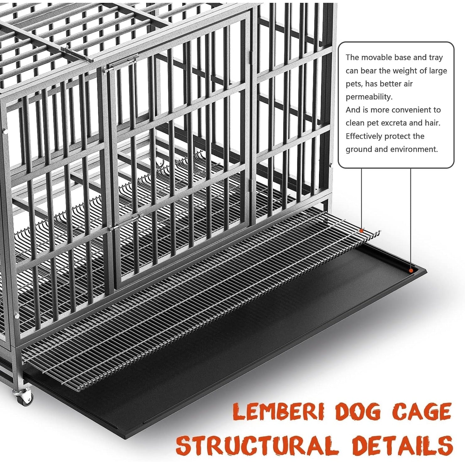 Cage pour chien Bossin 48/38 pouces, robuste et indestructible, cage anti-évasion avec roues verrouillables
